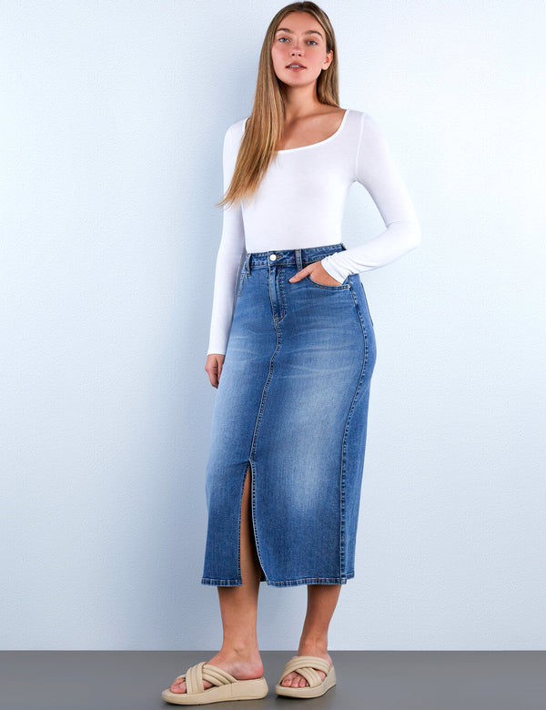 Cottage Denim Maxi Skirt