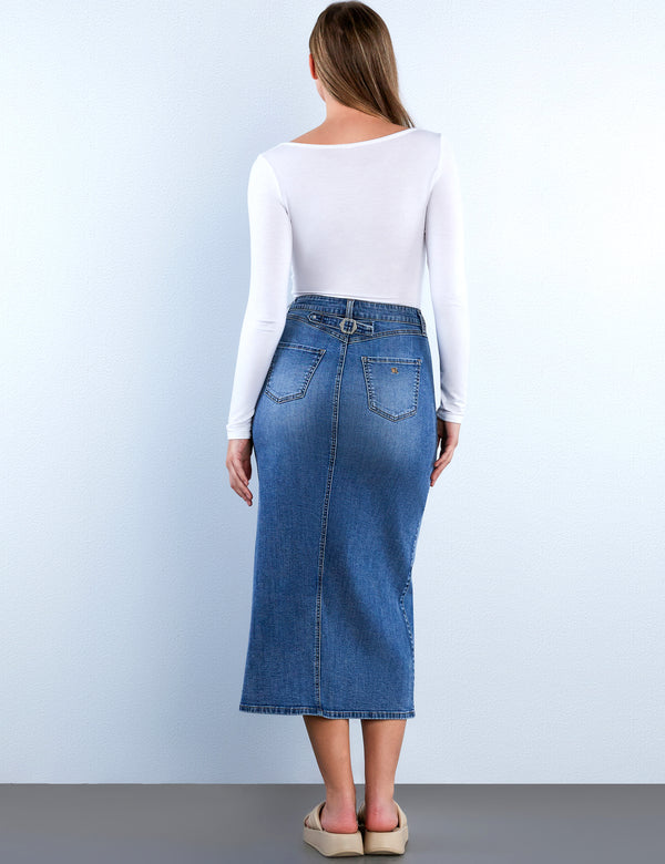 Cottage Denim Maxi Skirt