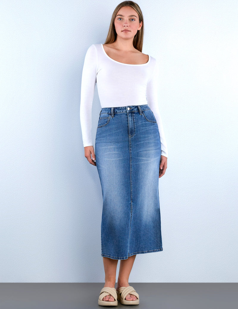 Cottage Denim Maxi Skirt