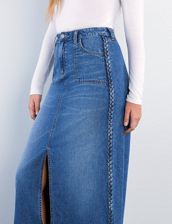 Denim Braids Maxi Skirt