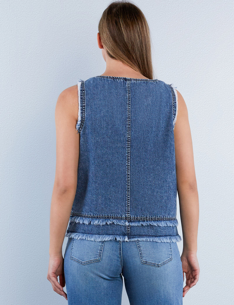 Fray Layered Denim Top