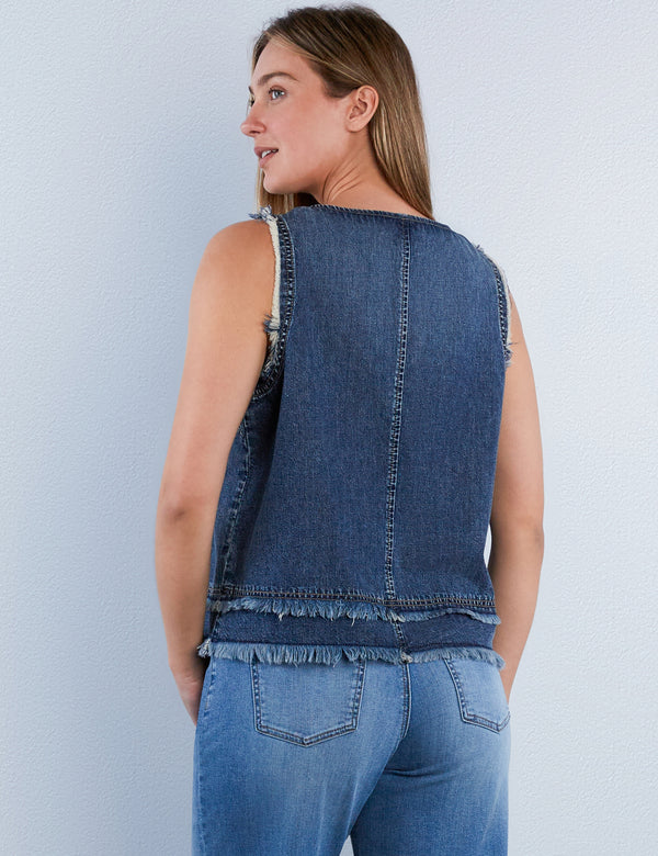 Fray Layered Denim Top