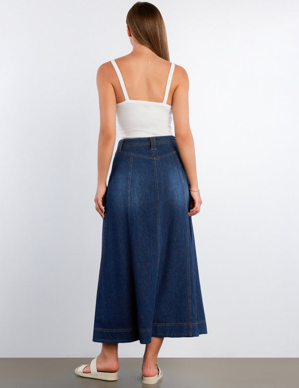 Button Front Panel Maxi Skirt