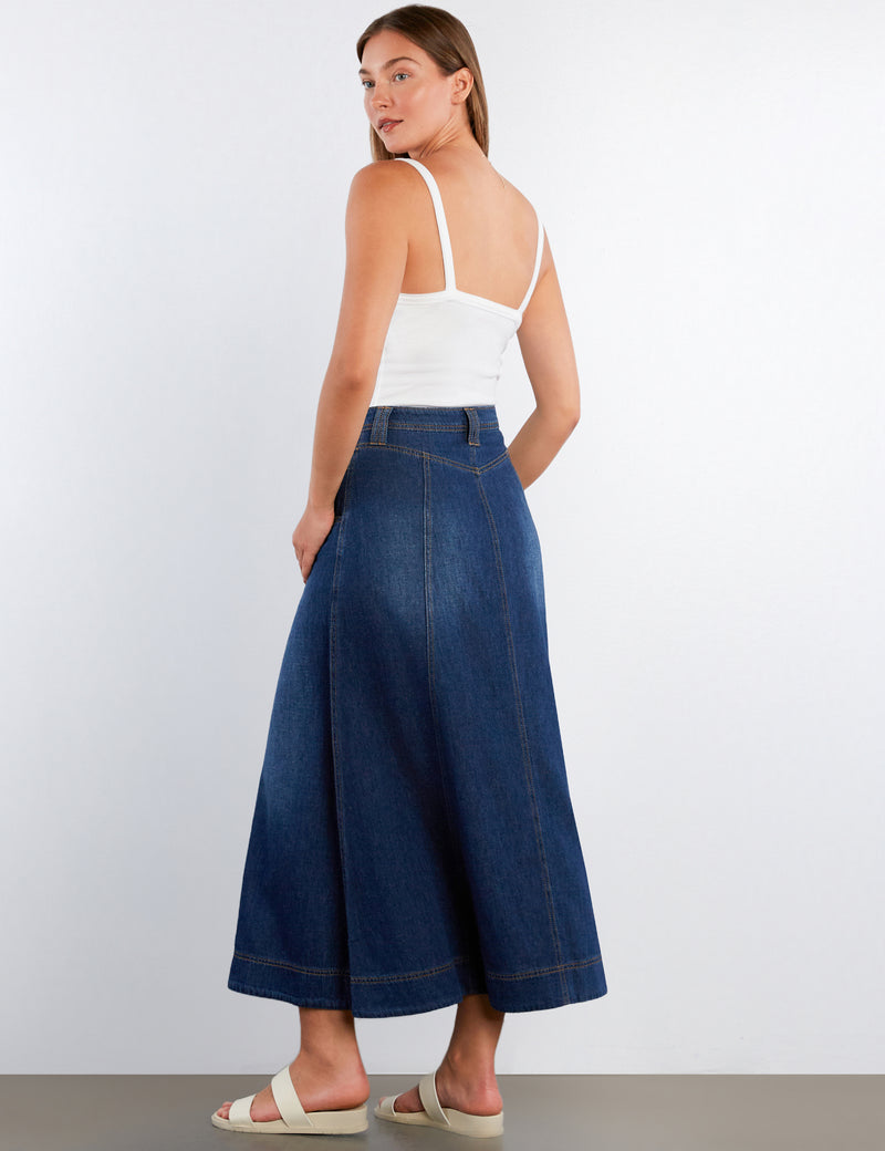 Button Front Panel Maxi Skirt
