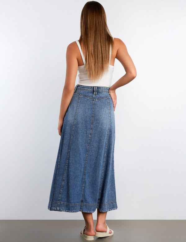 Button Front Panel Maxi Skirt