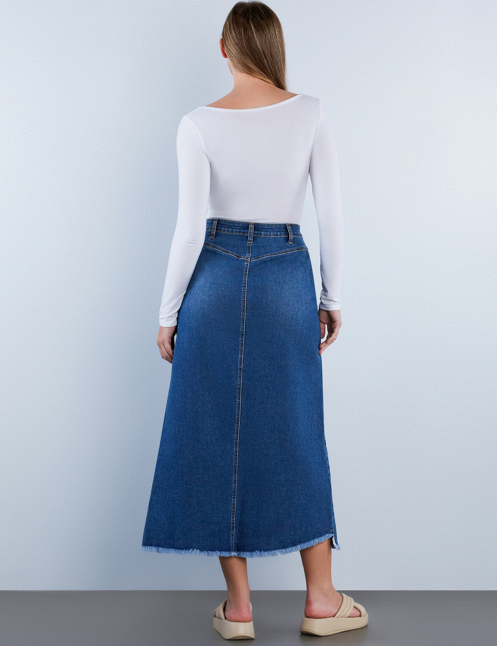 Women's Two Step Denim Maxi Skirt – Wash Lab – washlabshop