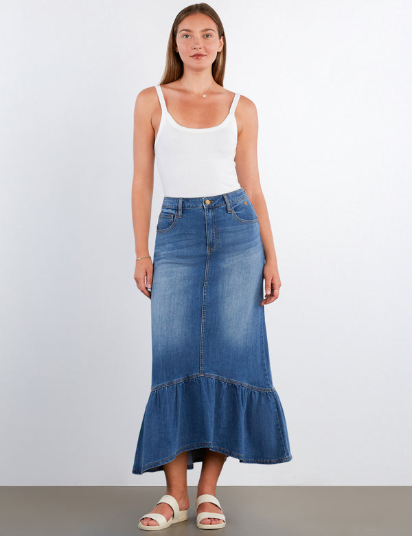 Feeling Good Denim Maxi Skirt