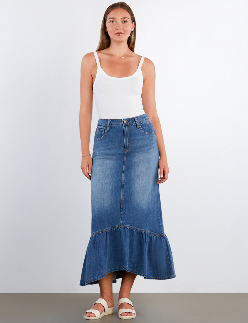 Feeling Good Denim Maxi Skirt