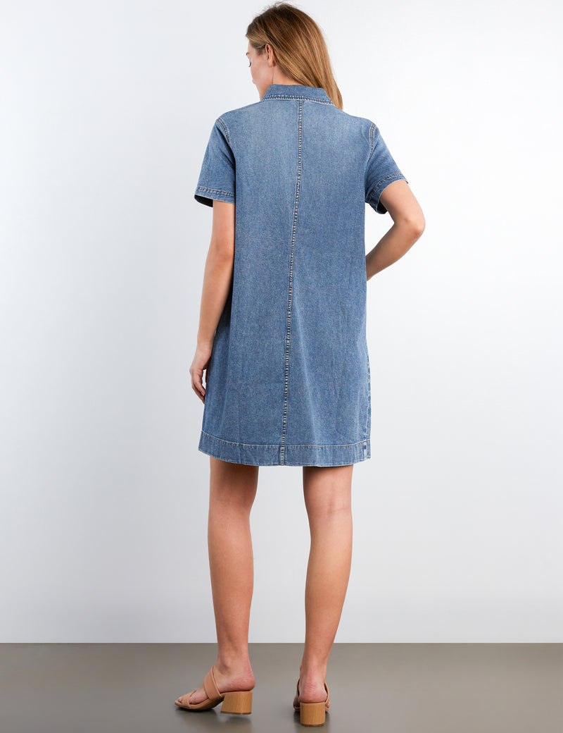 Denim Button Shirt Dress Swift Blue / S