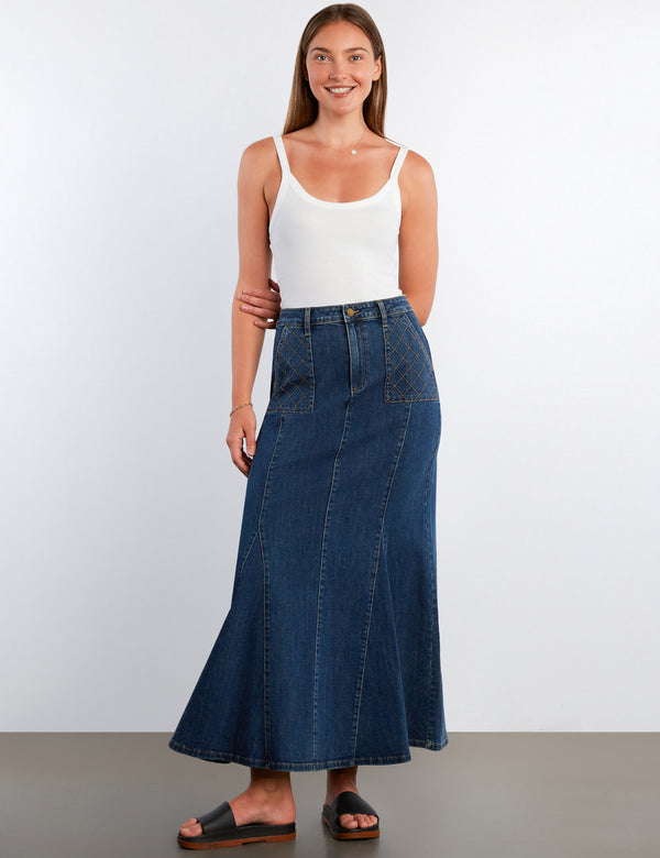 My Queen Denim Maxi Skirt – washlabshop