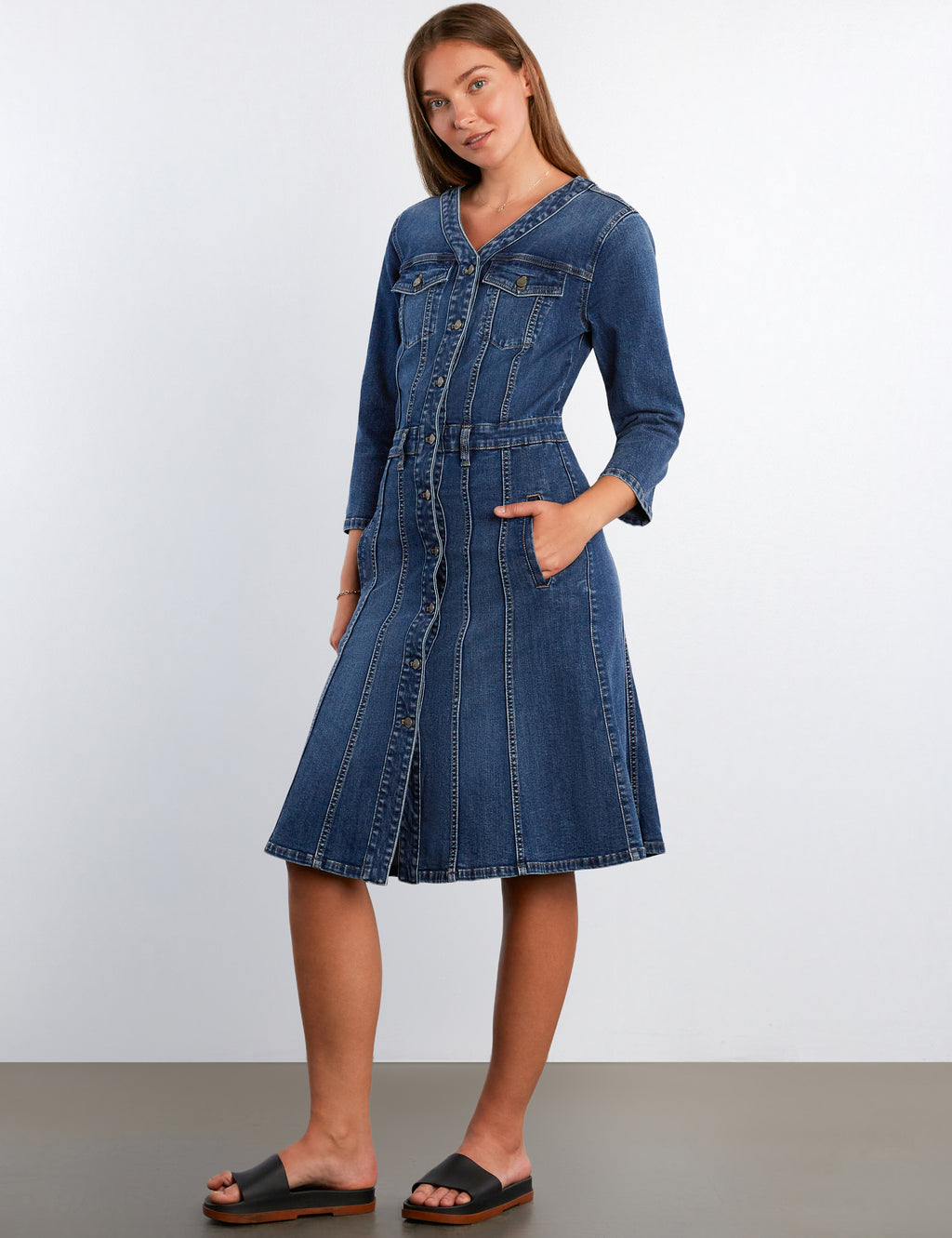 Madison Denim Midi Dress Shark Blue / XS
