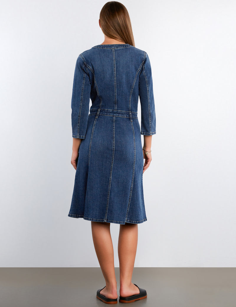 denim midi dress with sleeves Madison Denim Midi Dress Shark Blue / XS