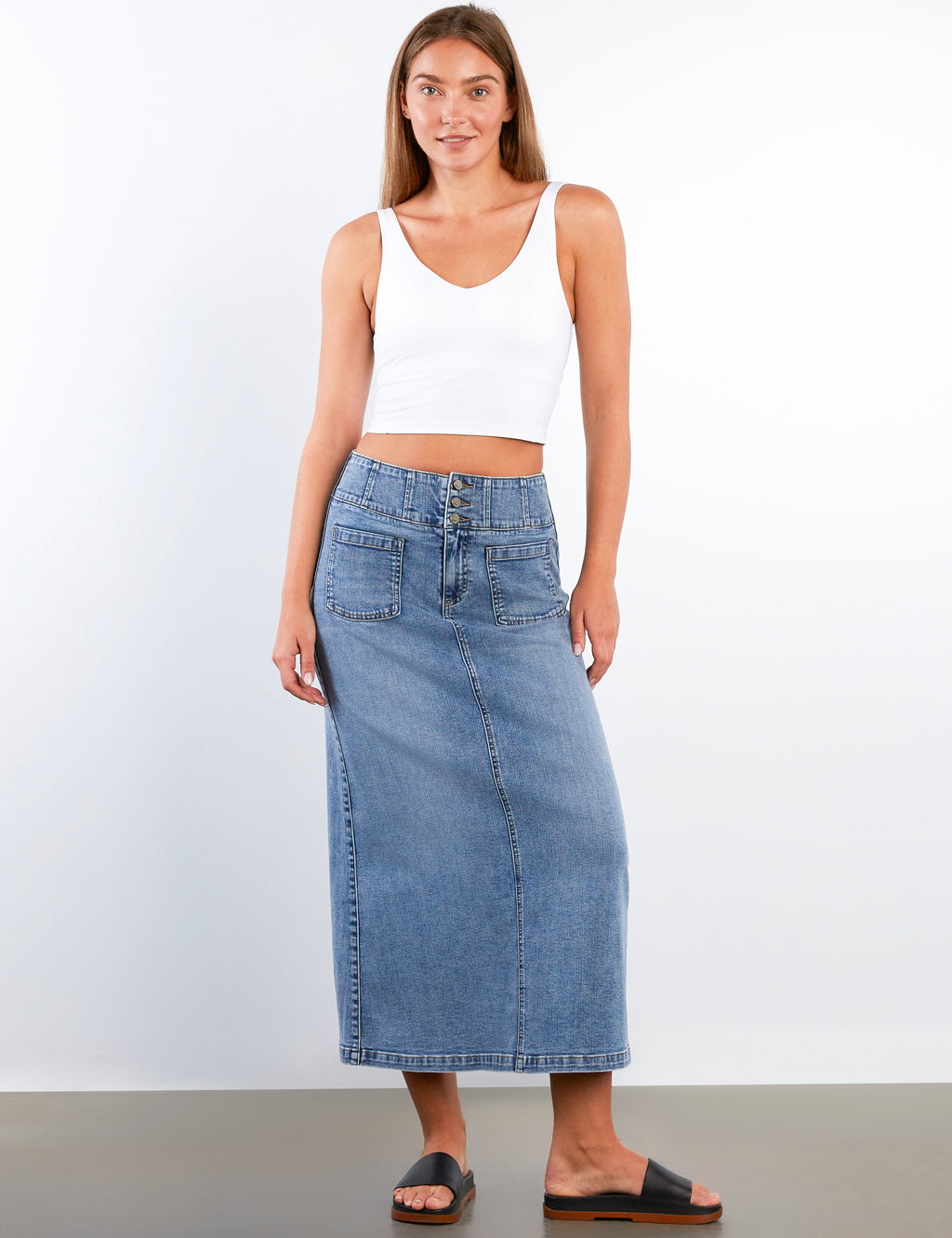 Women's Norah Denim Maxi Skirt – Wash Lab – washlabshop