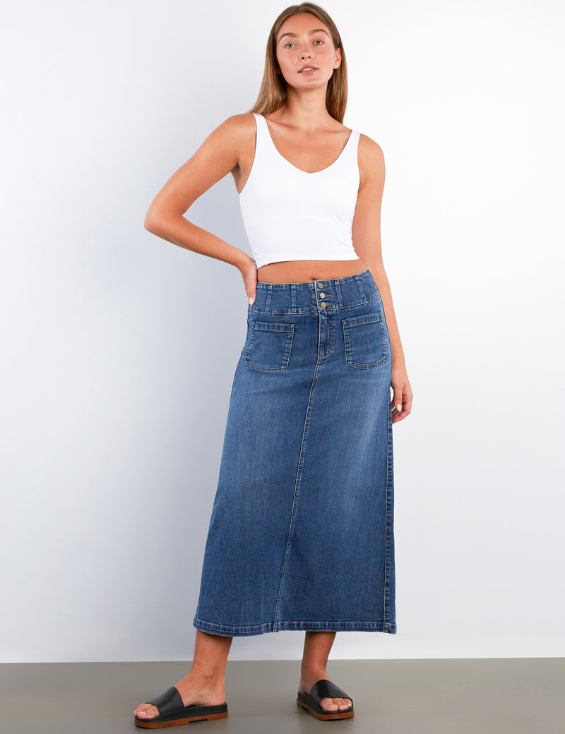 Women's Norah Denim Maxi Skirt – Wash Lab – washlabshop