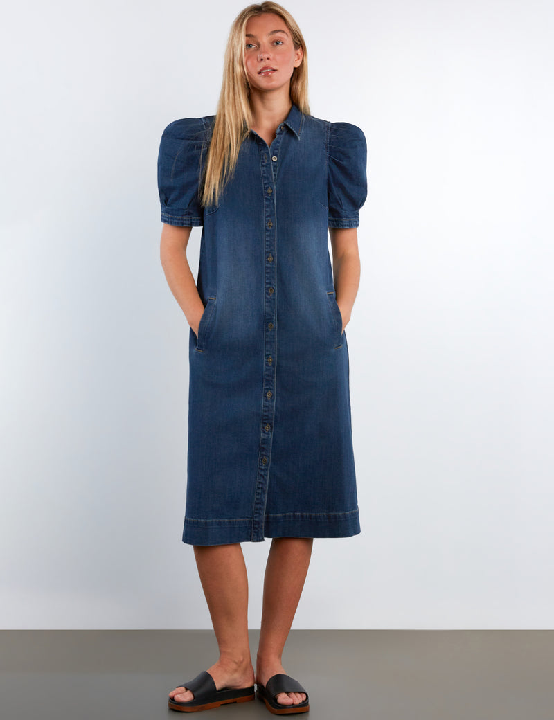 Puff Denim Midi Dress – washlabshop