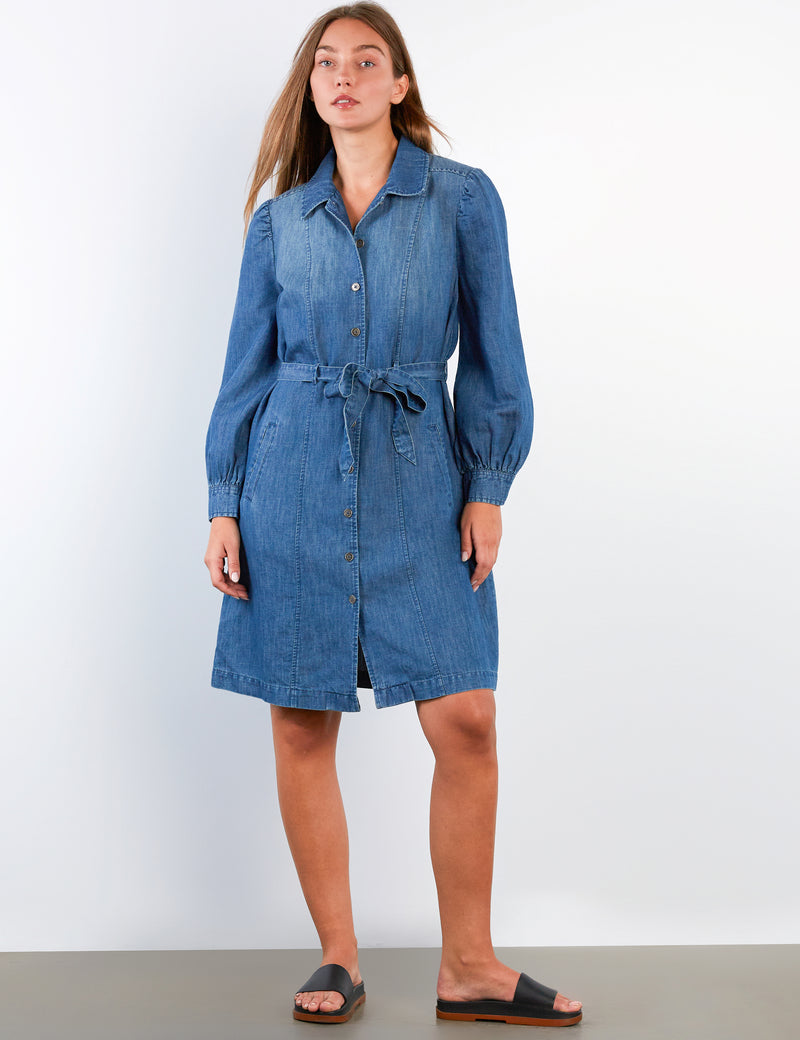 Women's Sweet Fade Tie Dress – Wash Lab Denim Fade / M