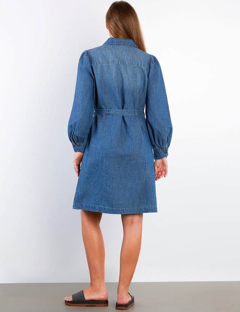 Women's Sweet Fade Tie Dress Wash Lab Denim Fade / M Women's Sweet Fade Tie Dress Wash Lab Denim Fade / M