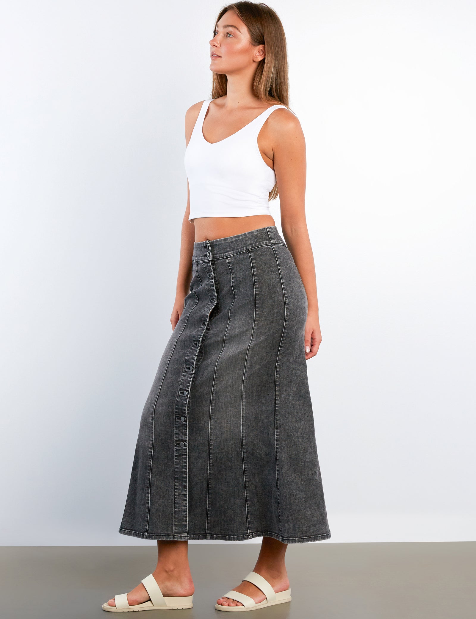 Women's Tulip Denim Maxi Skirt – Wash Lab – washlabshop