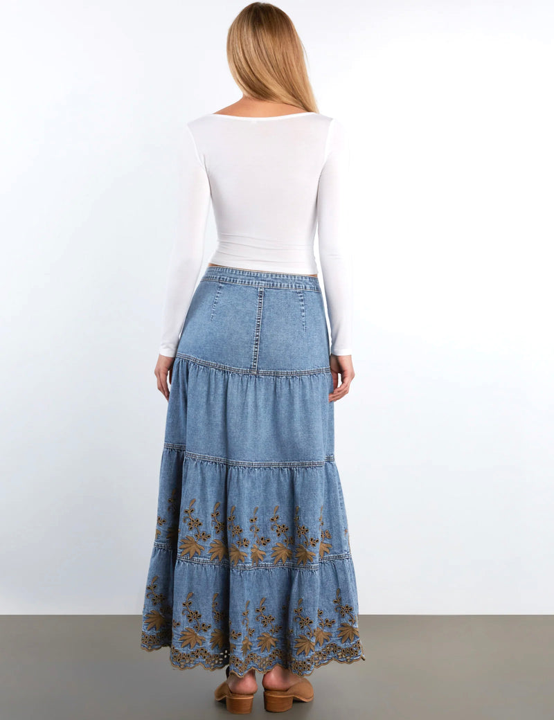 L'Appartement Denim Layered Skirt サイズ34 Denim Layered Skirt – washlabshop