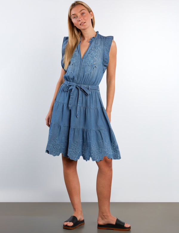wash lab denim dress Women's Color-Blocked Denim Dress  Wash Lab  washlabshop
