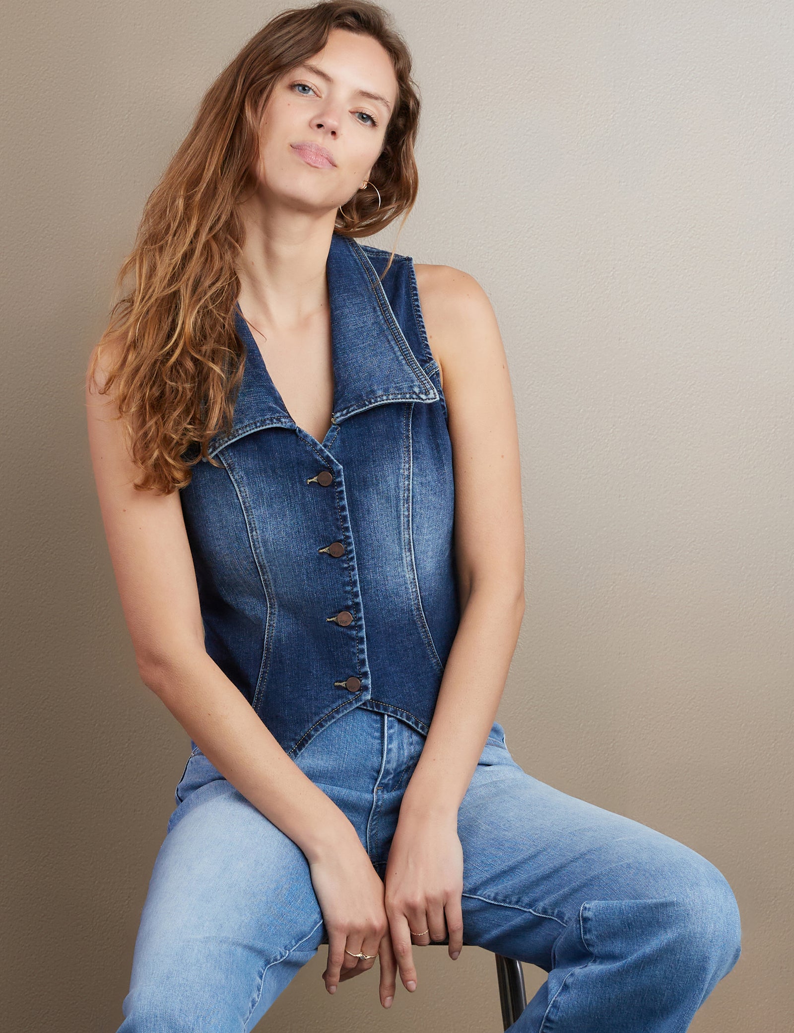￼ Eco Bio Washed Denim Jumper Vest Eco Bio Washed Denim Jumper Vest