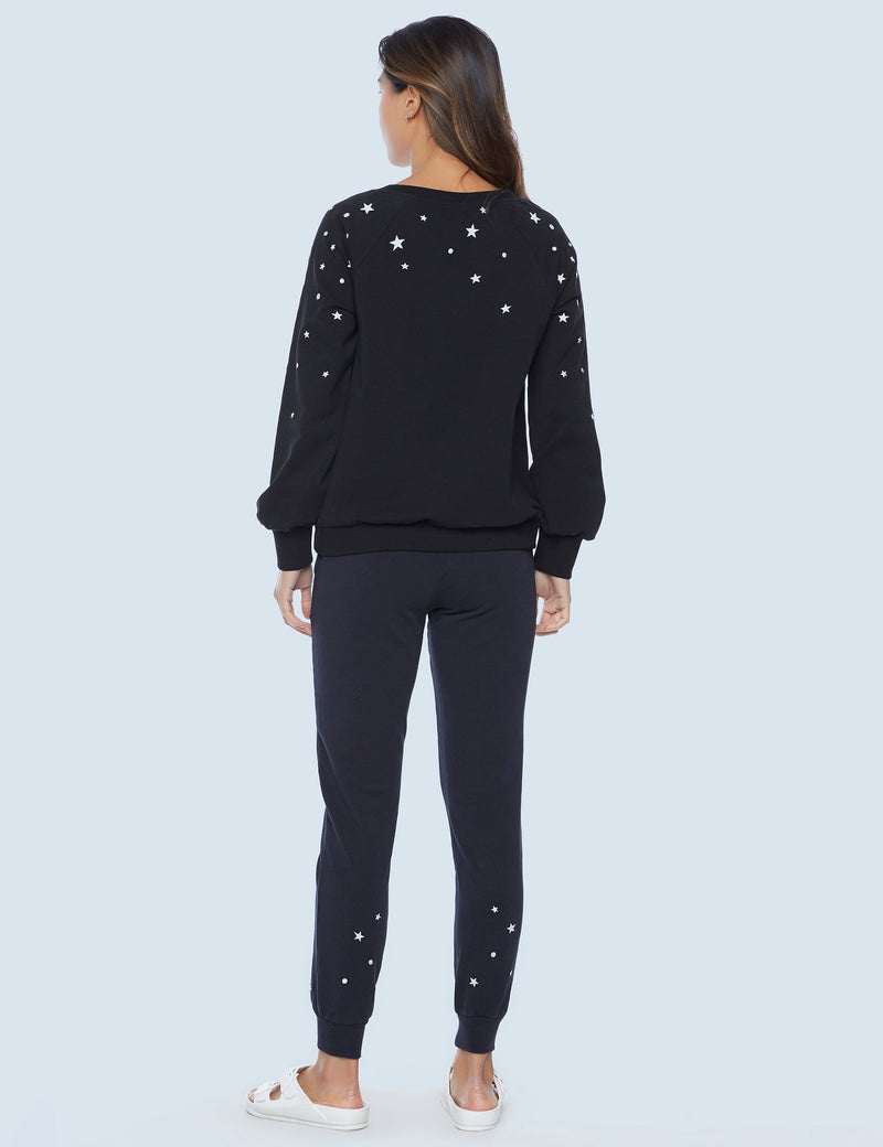Galaxy Sweatshirt Black White Star Back View
