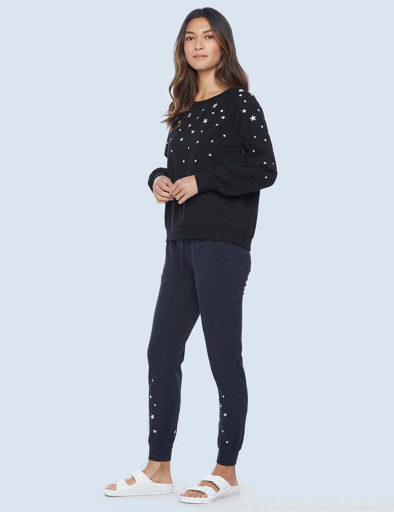 Galaxy Sweatshirt Black White Star Side View