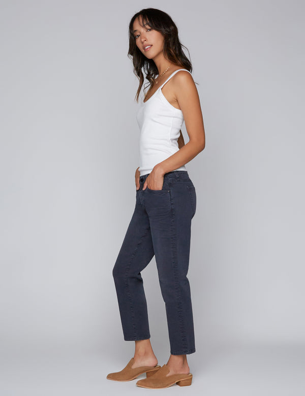 No Frills Cool-Girl Boyfriend Jeans Charcoal Side View