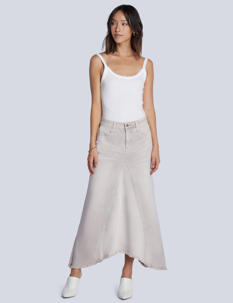 Selma Maxi Skirt in Almond Front View