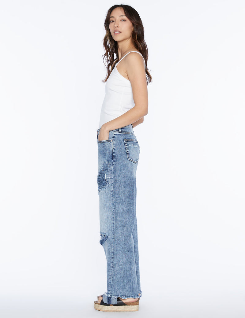 Shredded Relaxed Straight Jeans Tommie Blue Side View