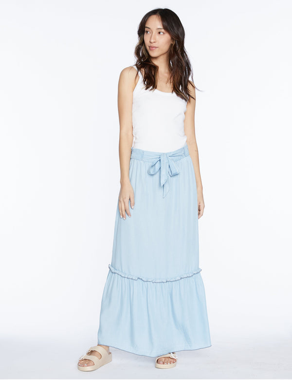 Soft Denim Maxi Skirt North Blue Side View